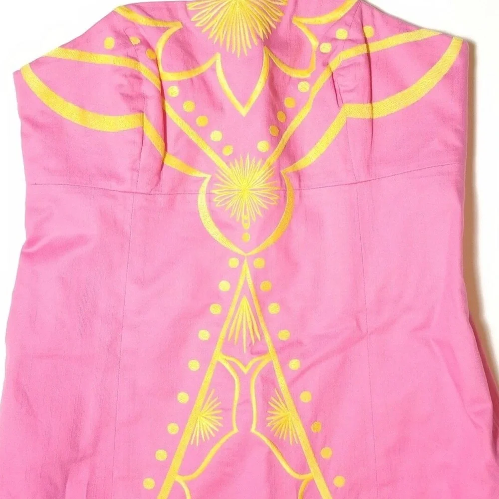Lilly Pulitzer Bowen Hotty Pink Embroidered Strapless Dress Size 6 - Picture 3 of 13